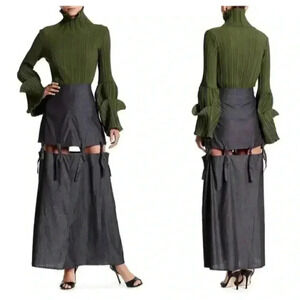 TOV Cutout Tie Maxi Skirt Black Size Small